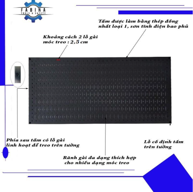 Vách lưới pegboard treo tường treo dụng cụ màu đen