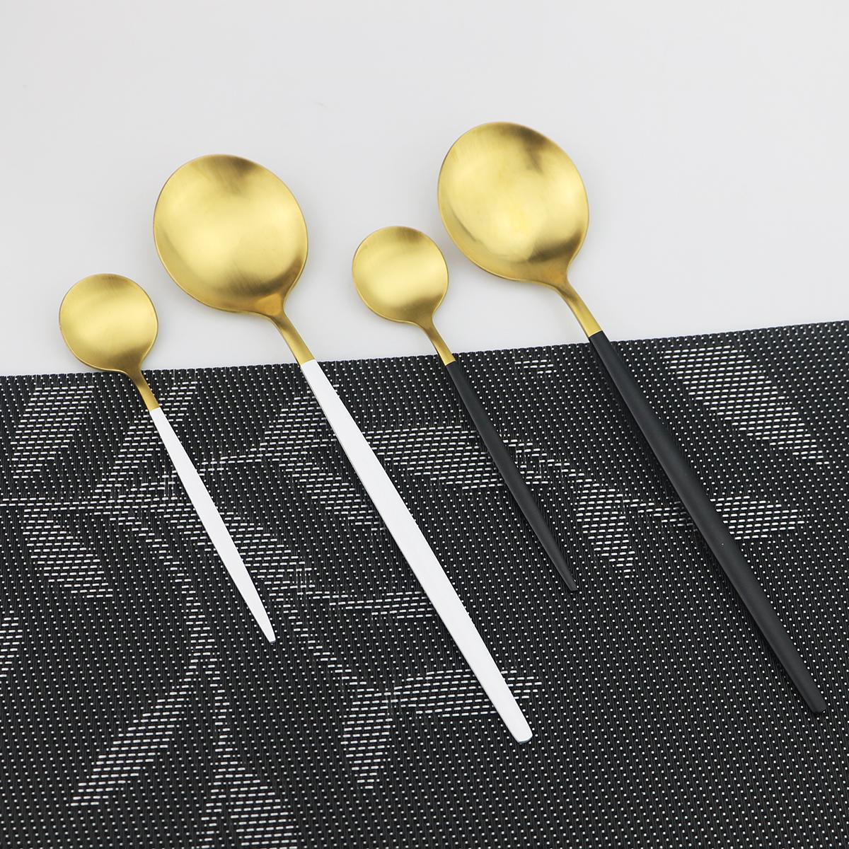 24 Chiếc Vàng Chén Ăn Bộ Dao Bằng Thép Không Gỉ Giỏ Muỗng Nĩa Bạc Bộ Dao Kéo Nhà Bếp Phẳng Bằng Bộ Dịch Vụ Cho 6