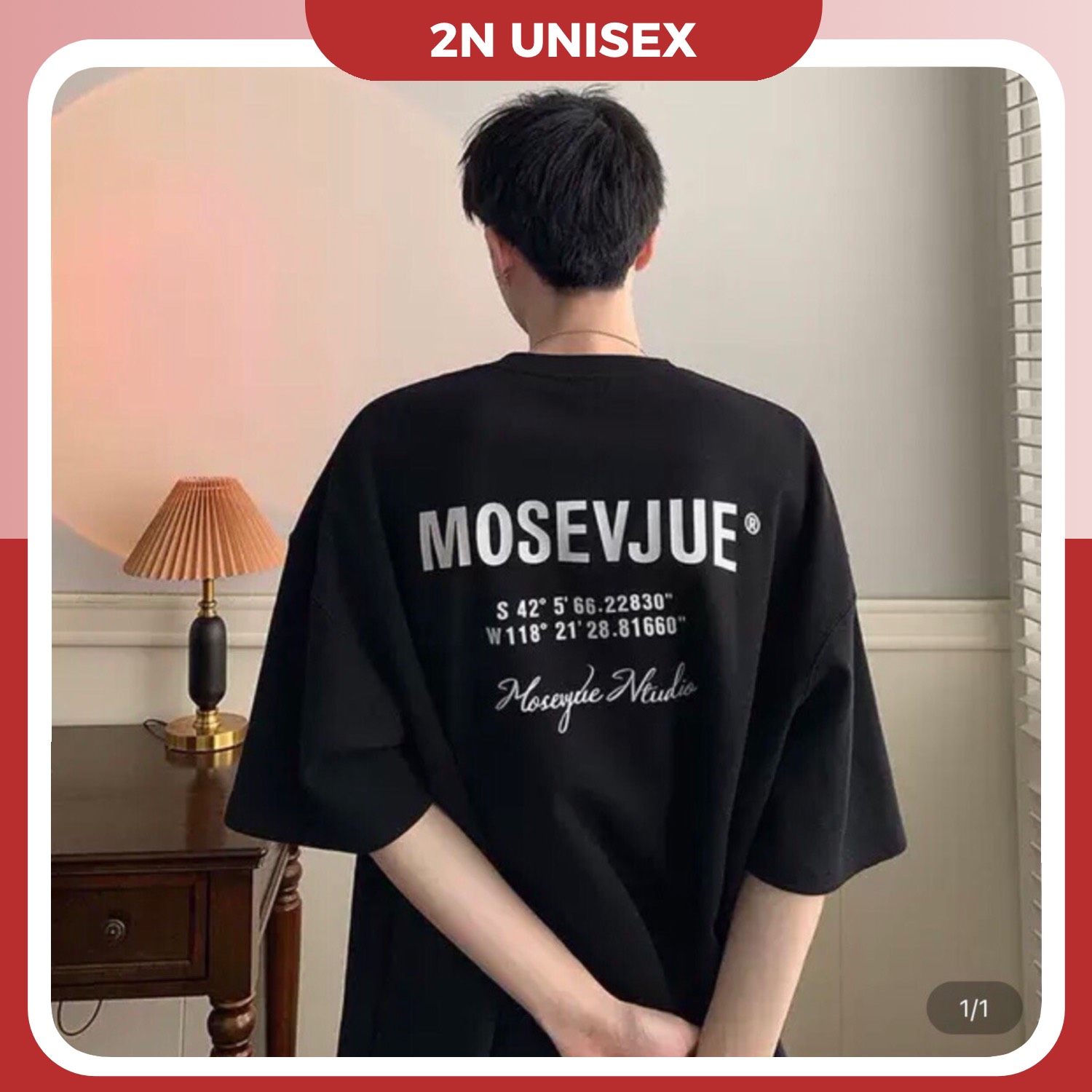 Áo Thun Tay Lỡ Form Rộng - Phông Nam Nữ Oversize - T Shirt In Tọa Độ - 2N Unisex - Đen