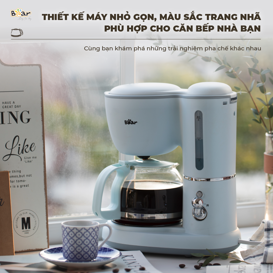 Máy Pha Cà Phê Mini Bear Nhỏ Gọn Tiện Dụng Pha Trà Pha Coffee Tự Động Giữ Ấm Loại Bỏ Cặn SB-CF06A HÀNG CHÍNH HÃNG