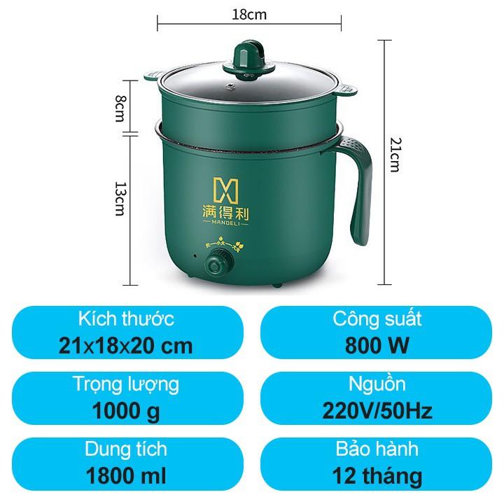 Nồi lẩu mini đa năng 2 tầng ca nấu mì điện hấp hàn quốc