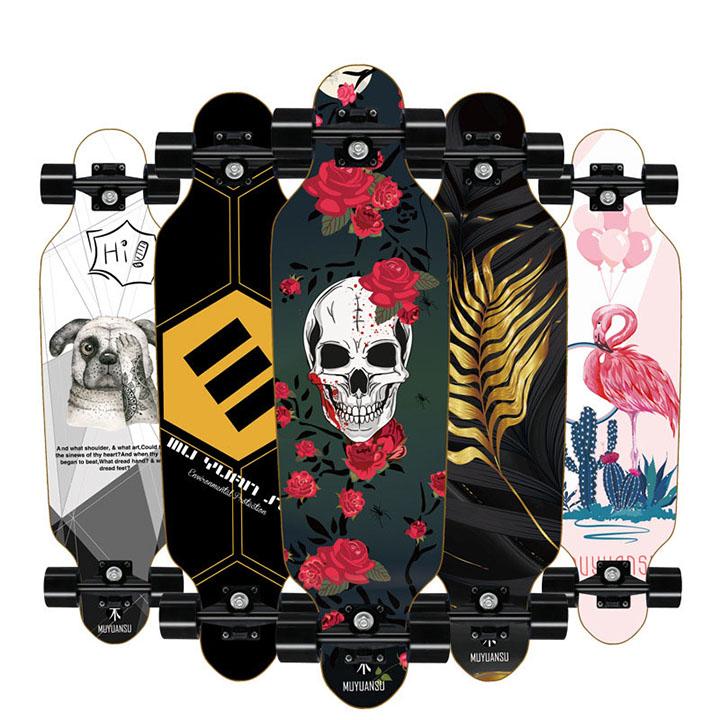 Ván Trượt Longboard Mặt Nhám Cao Cấp, Gỗ Ép 7 Lớp, Bánh Cao Su PU (Giao Màu Ngẫu Nhiên)