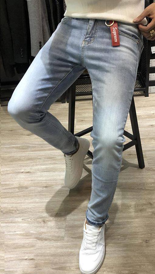 Quần Jean Nam Wash Bạc Dáng Ôm JEANBAC01