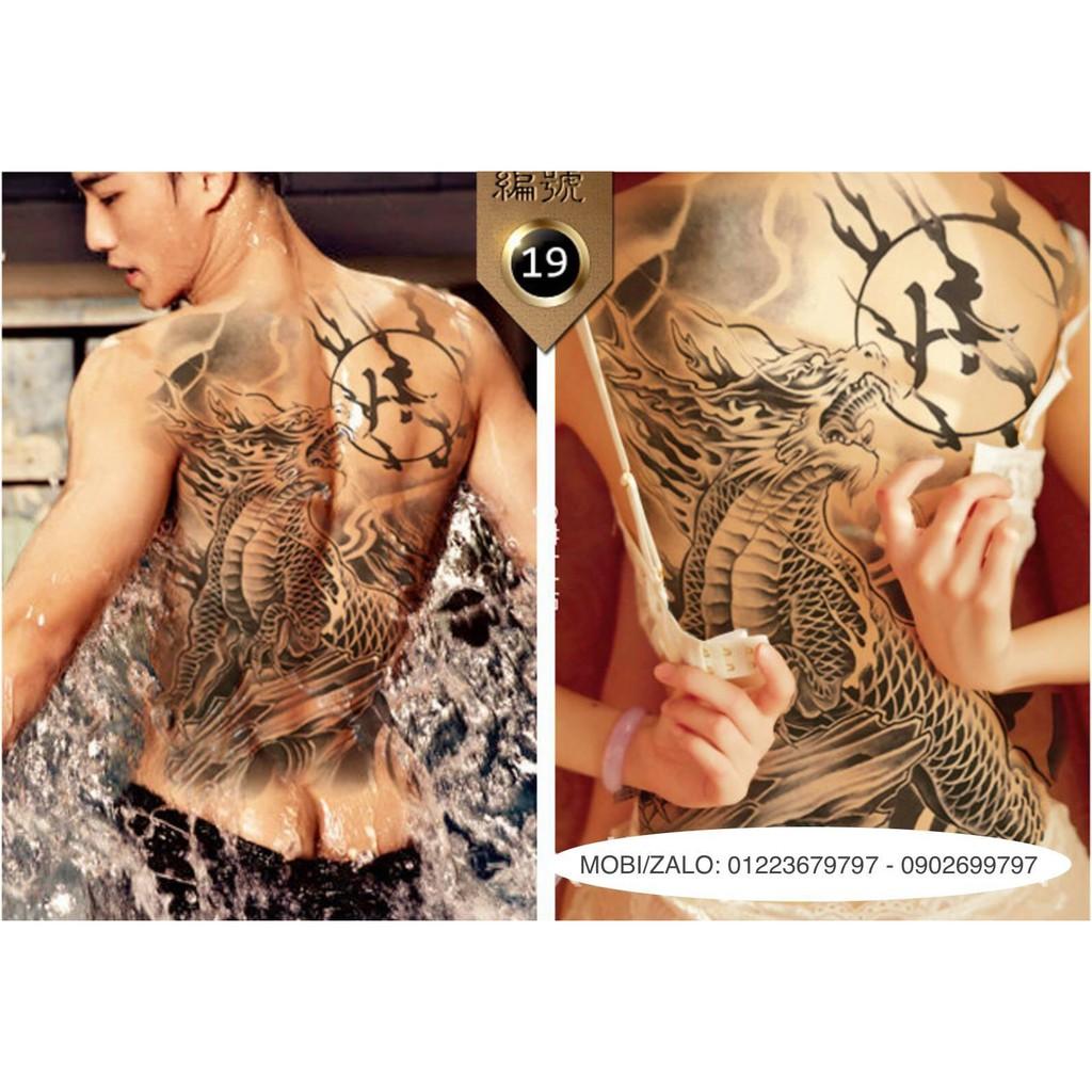 Hình xăm dán tattoo cao cấp kín lưng 34x48cm KÌ LÂN GẦM THÉT (Tặng ngay 1 tấm bắp tay khi mua 2 tấm kín lưng)