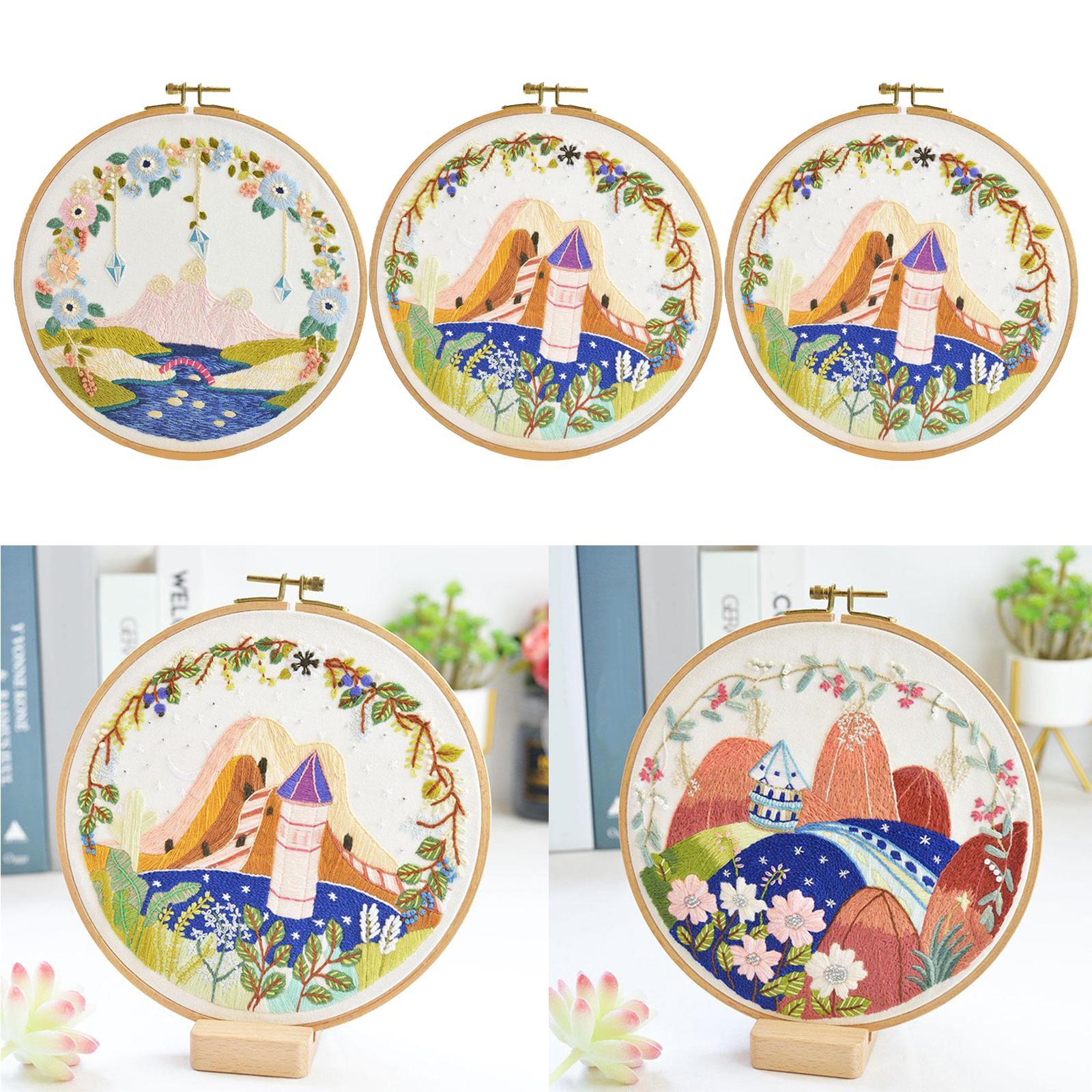 Funny Embroidery Starter Kit Cross Stitch Kit Include Embroidery Clothes with Color Threads and Tools for Beginners