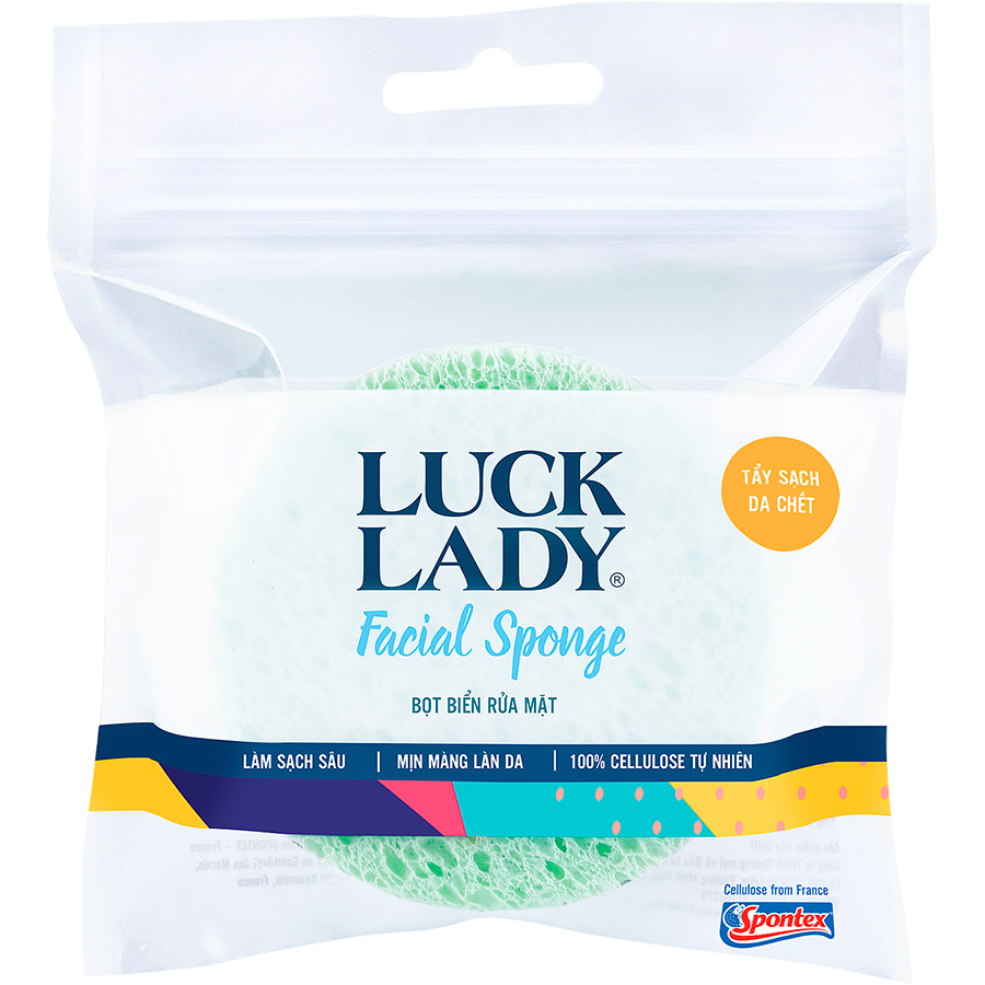 Miếng Rửa Mặt Bọt Biển Cellulose Tự Nhiên Luck Lady (Giao Ngẫu Nhiên)
