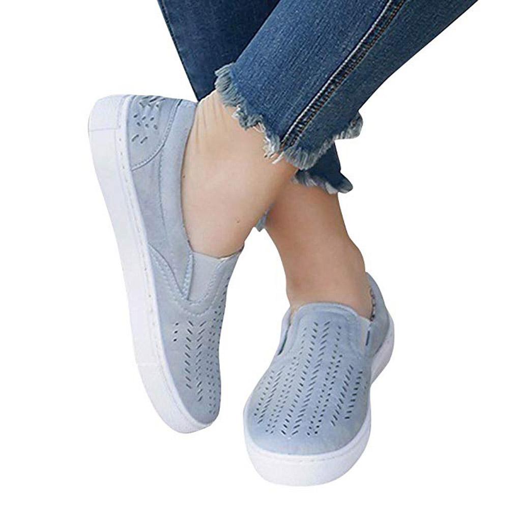 Women Casual Hollow Canvas Loafer Flats SlipOn Walking Shoes Sneaker
