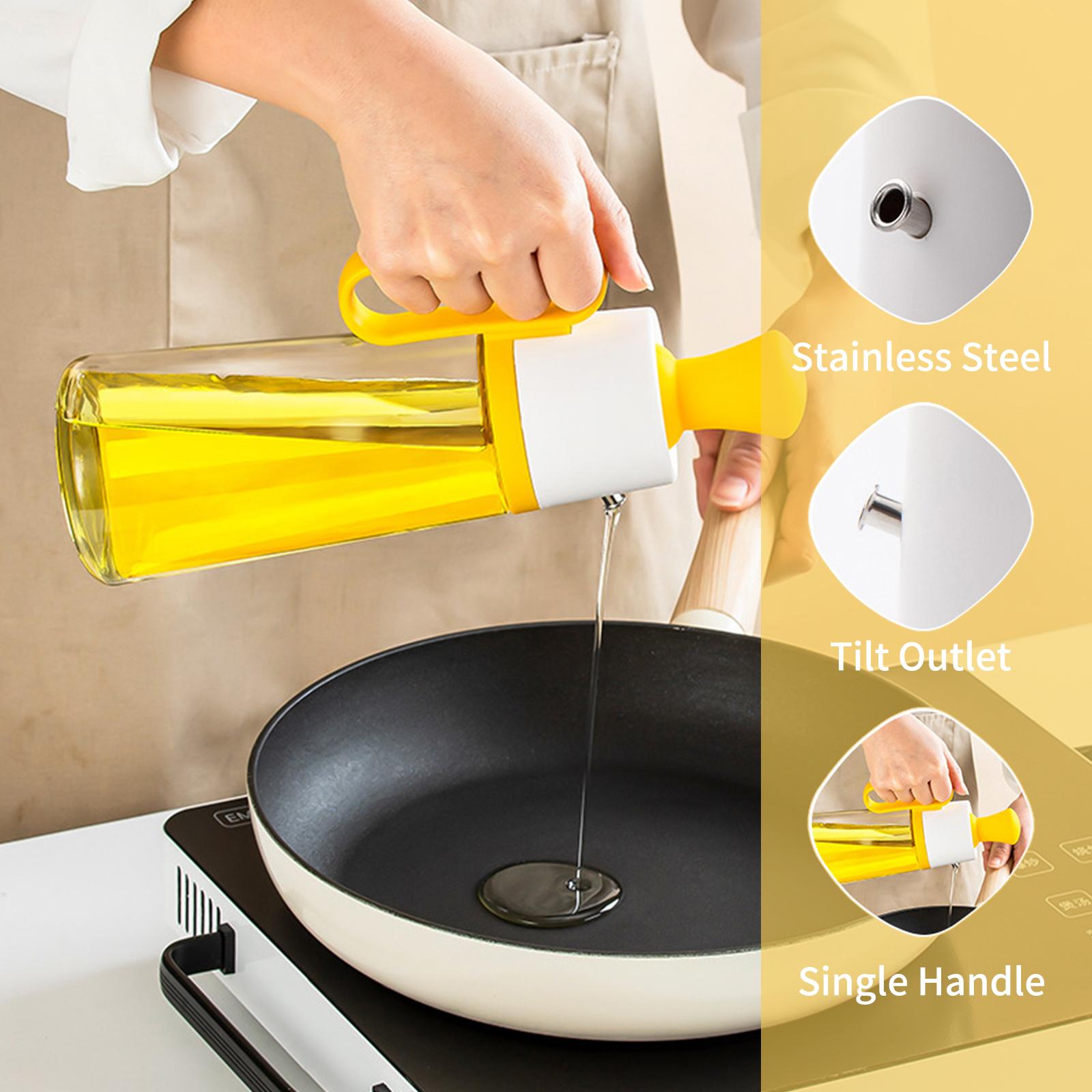 2 In 1 Olive Oil Dispenser With Silicone Brush 550mL Glass Bottle Leakproof Refillable Oil Dispenser