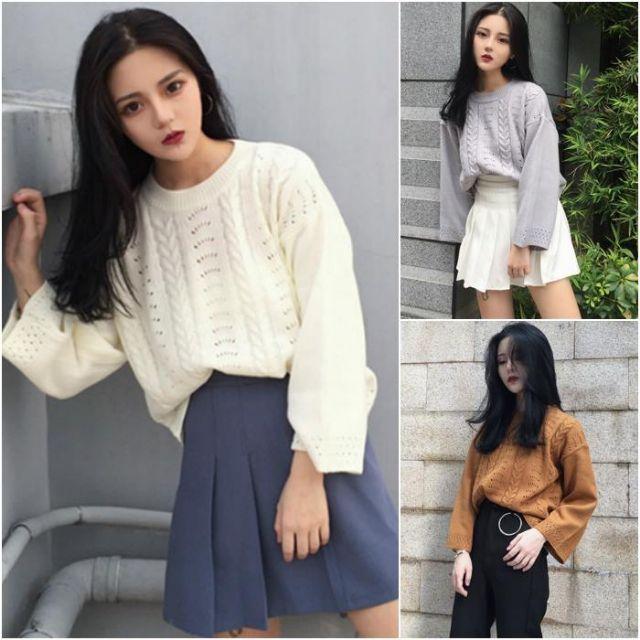 (Có sẵn)Áo len rộng dáng dài ulzzang