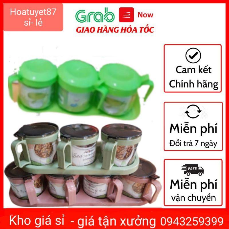 Bộ 3 hộp gia vị thủy tinh chất lượng nhập khẩu, Hộp đựng gia vị bằng thủy tinh cao