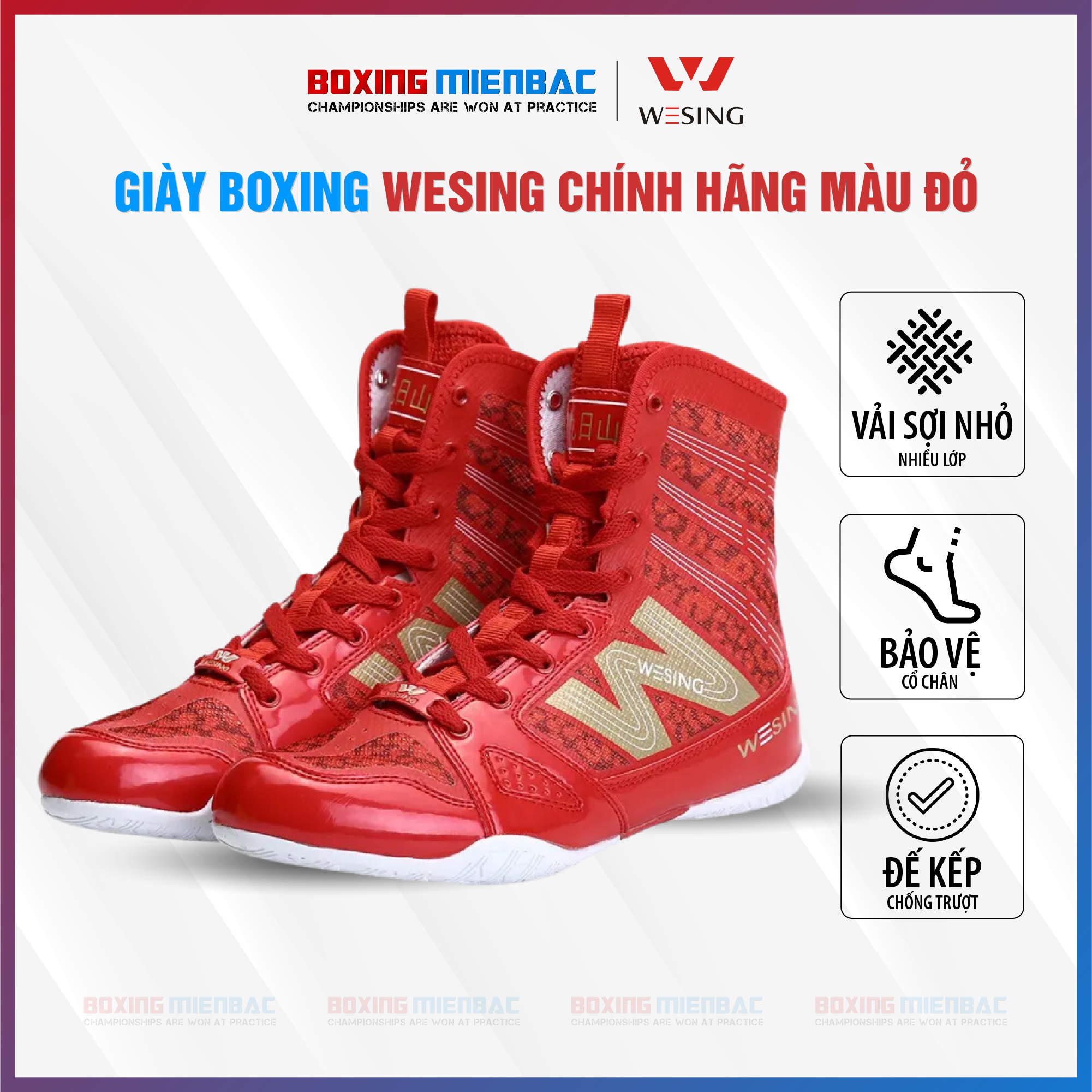 Giày Boxing Wesing Cao Cấp - Màu Đỏ
