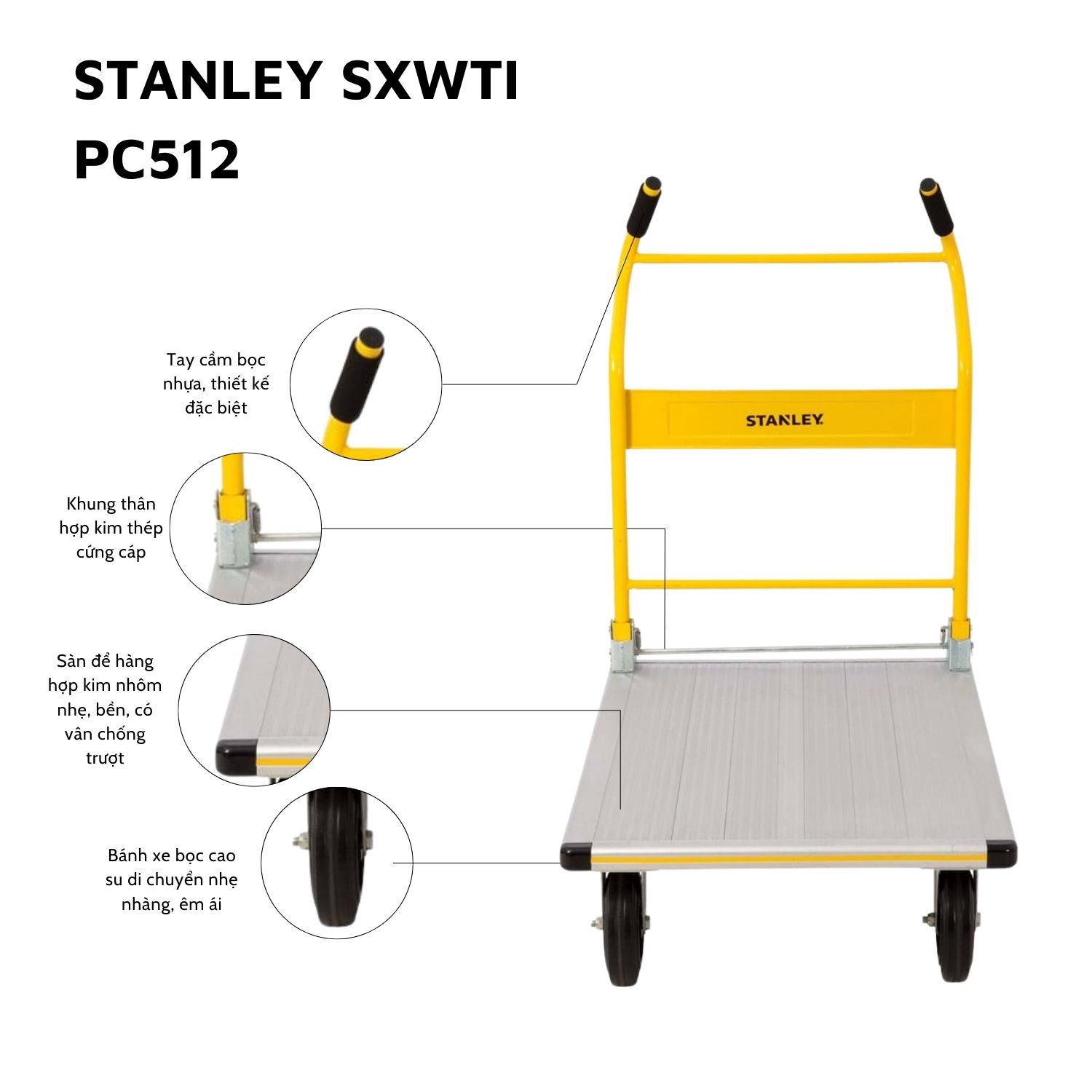 Xe Đẩy Tay 4 Bánh Cao Cấp Có Thể Gấp Gọn Stanley PC512