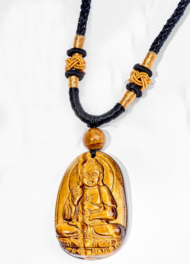 Mặt Dây Chuyền Phật A Di Đà Đá Mắt Hổ ( 3.6 x 2.3 cm) Ngọc Quý Gemstones