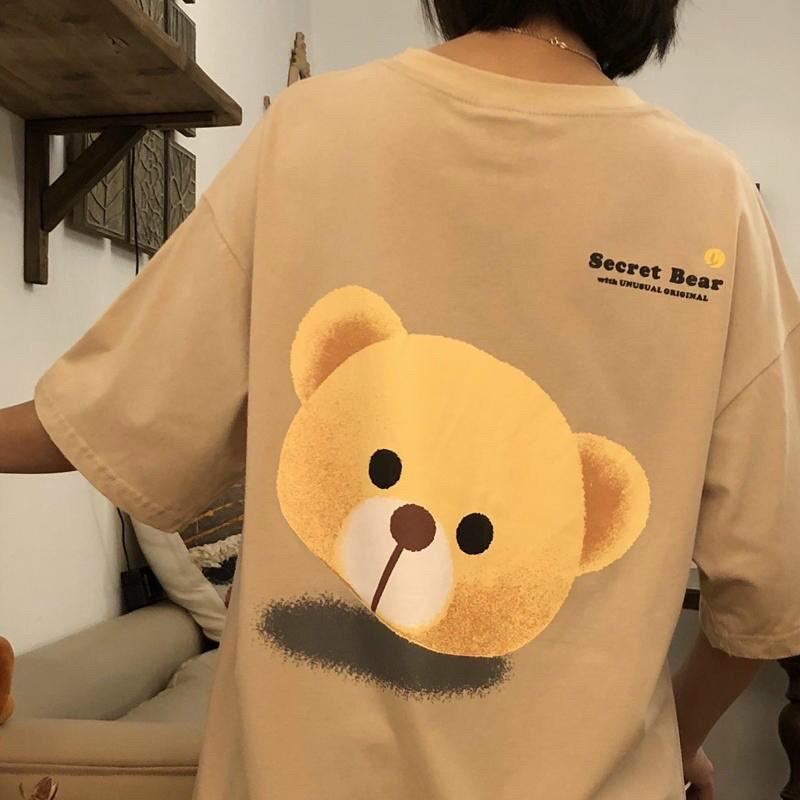 Áo thun tay lỡ form rộng hình gấu