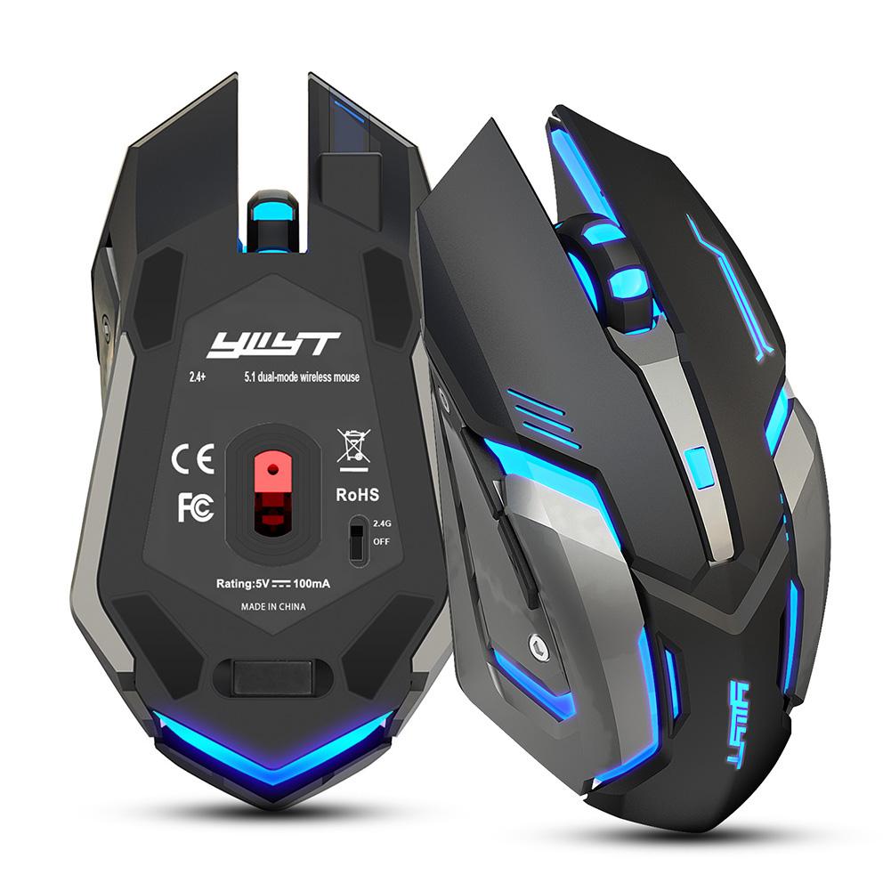 Không Dây Sạc Êm Chuột 6 Nút Bấm Dạ Quang Chuột Không Dây Máy Tính PC 2400Dpi Thiết Chuột Chơi Game
