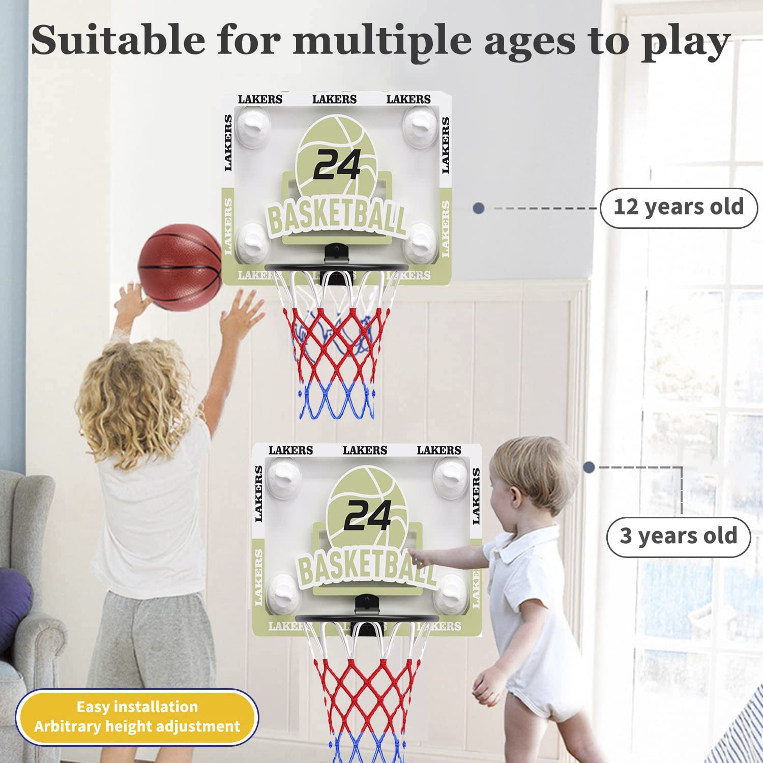 Bảng Chơi Bóng Rổ Treo Tường Không Cần Khoan Basketball Hoop NBA Size Lớn 52x36cm