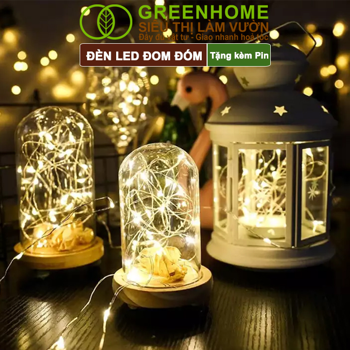 Dây Đèn Led Trang Trí Greenhome, Fairy Lights, Đom Đóm 1 Mét, 3 Chế Độ Sáng, Tặng Kèm Pin, Chịu Nước, Decor, Chụp Hình