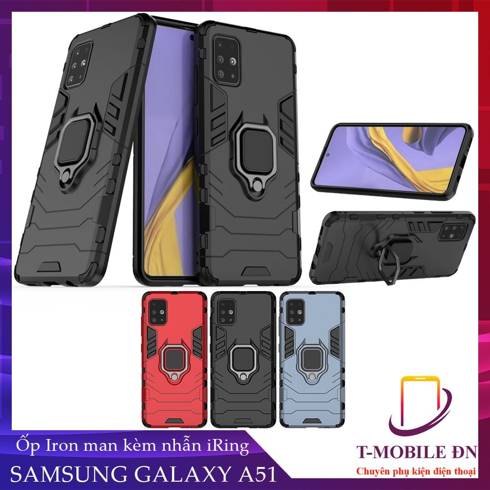 Ốp lưng cho Samsung A51 iron man chống sốc kèm nhẫn xoay chống xem video bảo vệ camera