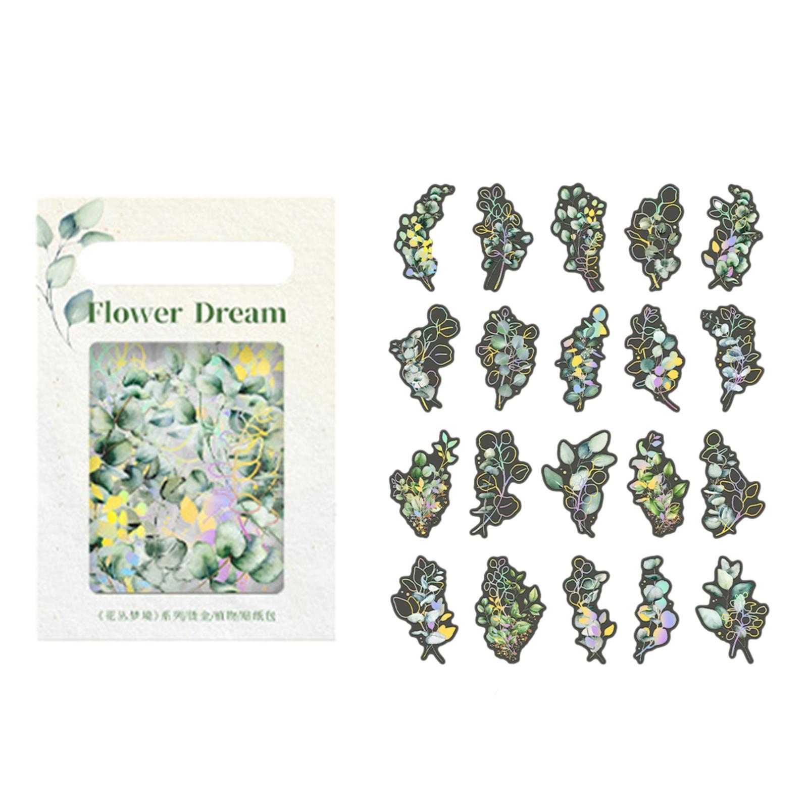 40Pcs Plant Stickers Scrapbooking Stickers DIY Crafts Waterproof Stickers PET Transparent Decorative Stickers  Notebook Diary
