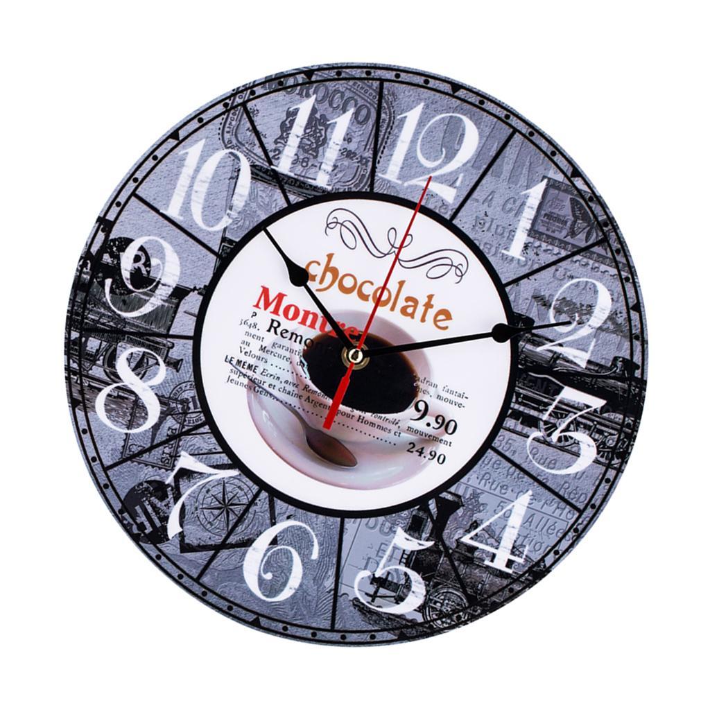 Vintage Style Round Wall Clock Retro Wall Decor for Living Room Bedroom