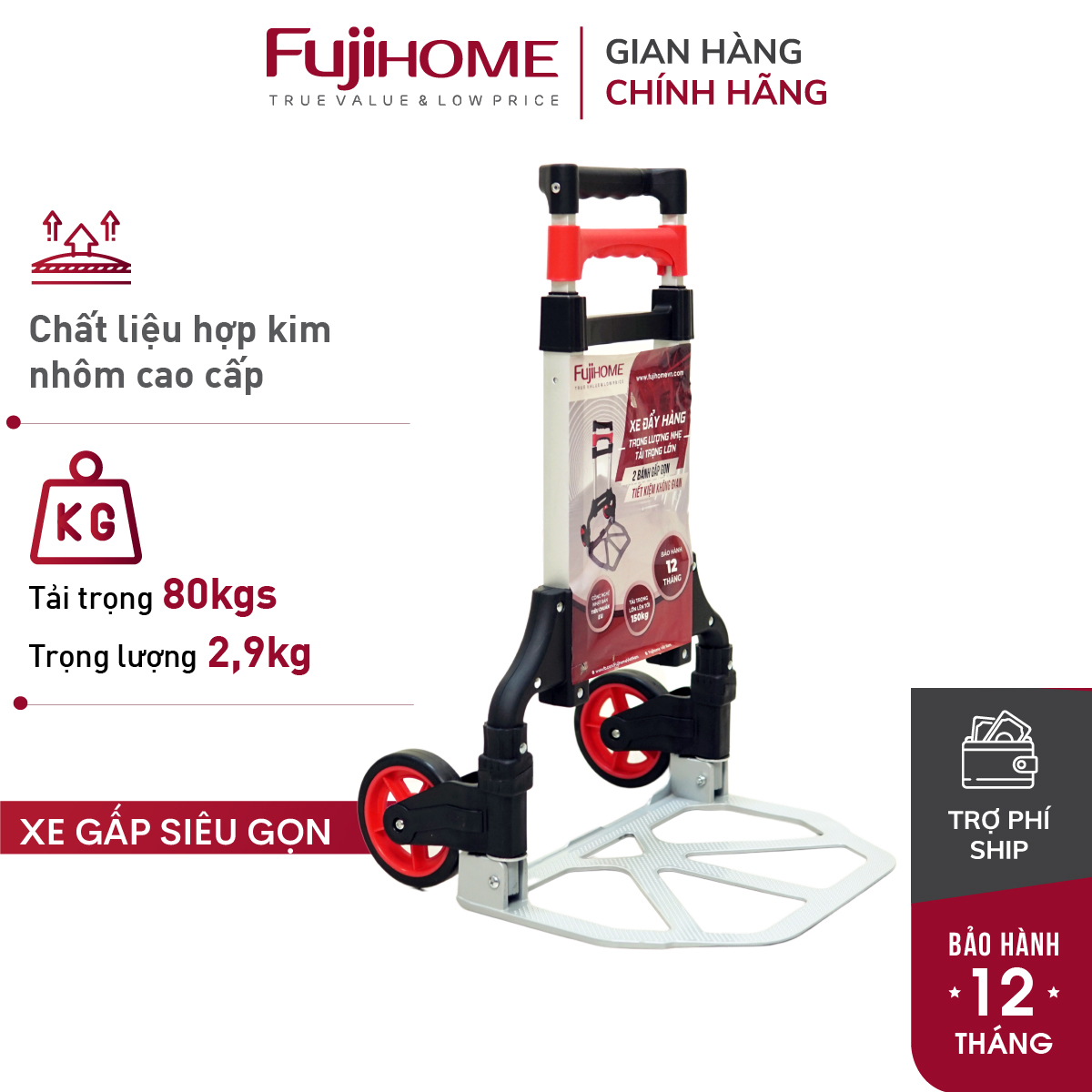 Xe đẩy kéo hàng 2 bánh rút gọn đa năng FUJIHOME HT-280