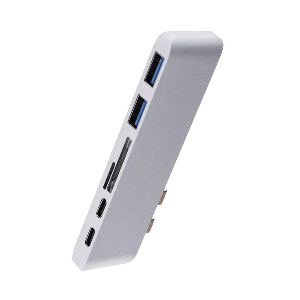 Type C Hub 6 in 1 Combo Hub with 2 USB 3.0 Ports SD Card Reader Aluminum