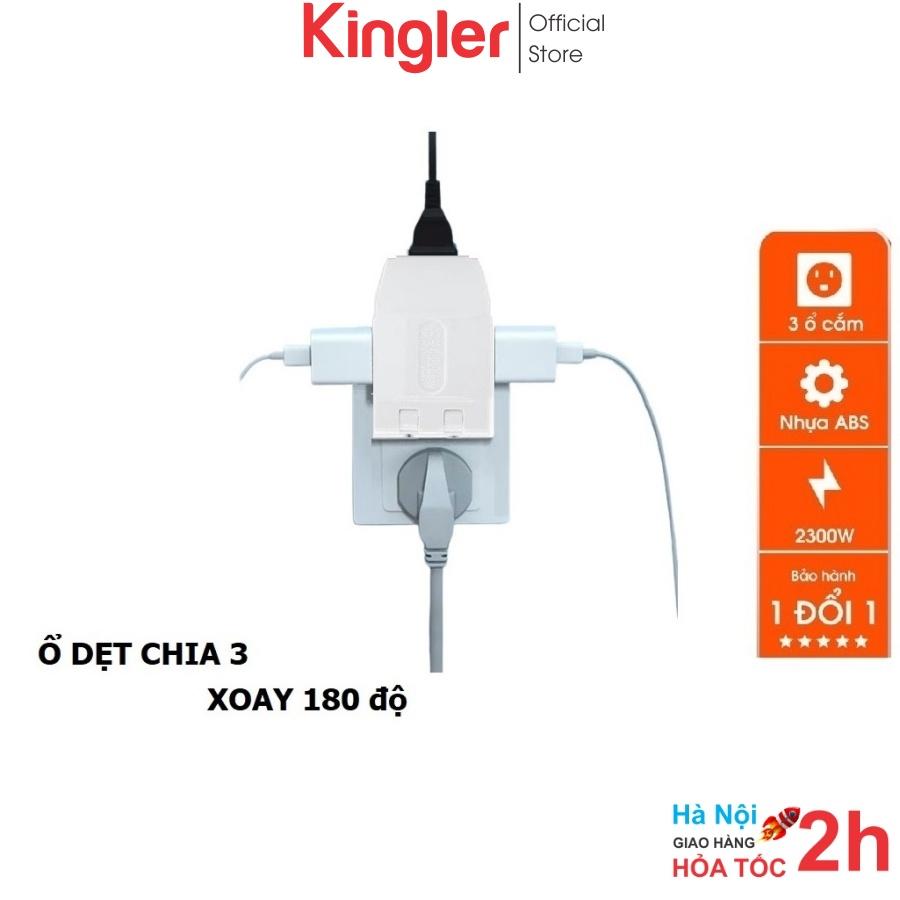 Phích Chia Ổ Cắm Điện, Đầu Nối Chia 3, Ổ Cắm Dẹt Tiết Kiệm Diện Tích Và Tiện Dụng Không Gian Hẹp, Ổ Cắm Đa Năng Trong Gia Đình. Kingler 8603
