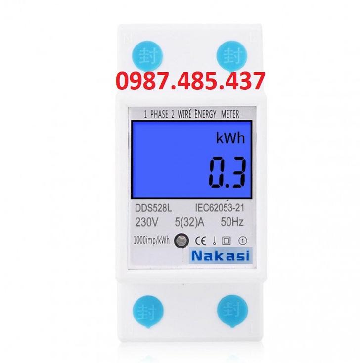 Công tơ điện tử 1 pha 60A 220V Nakasi - Đồng hồ đo công suất tiêu thụ điện Kwh loại tốt