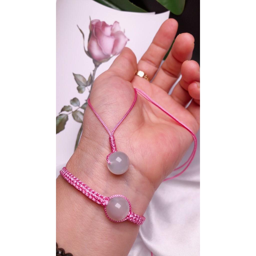 COMBO VÒNG TAY VÀ DÂY CHUYỀN ĐÁ DÂY HỒNG
