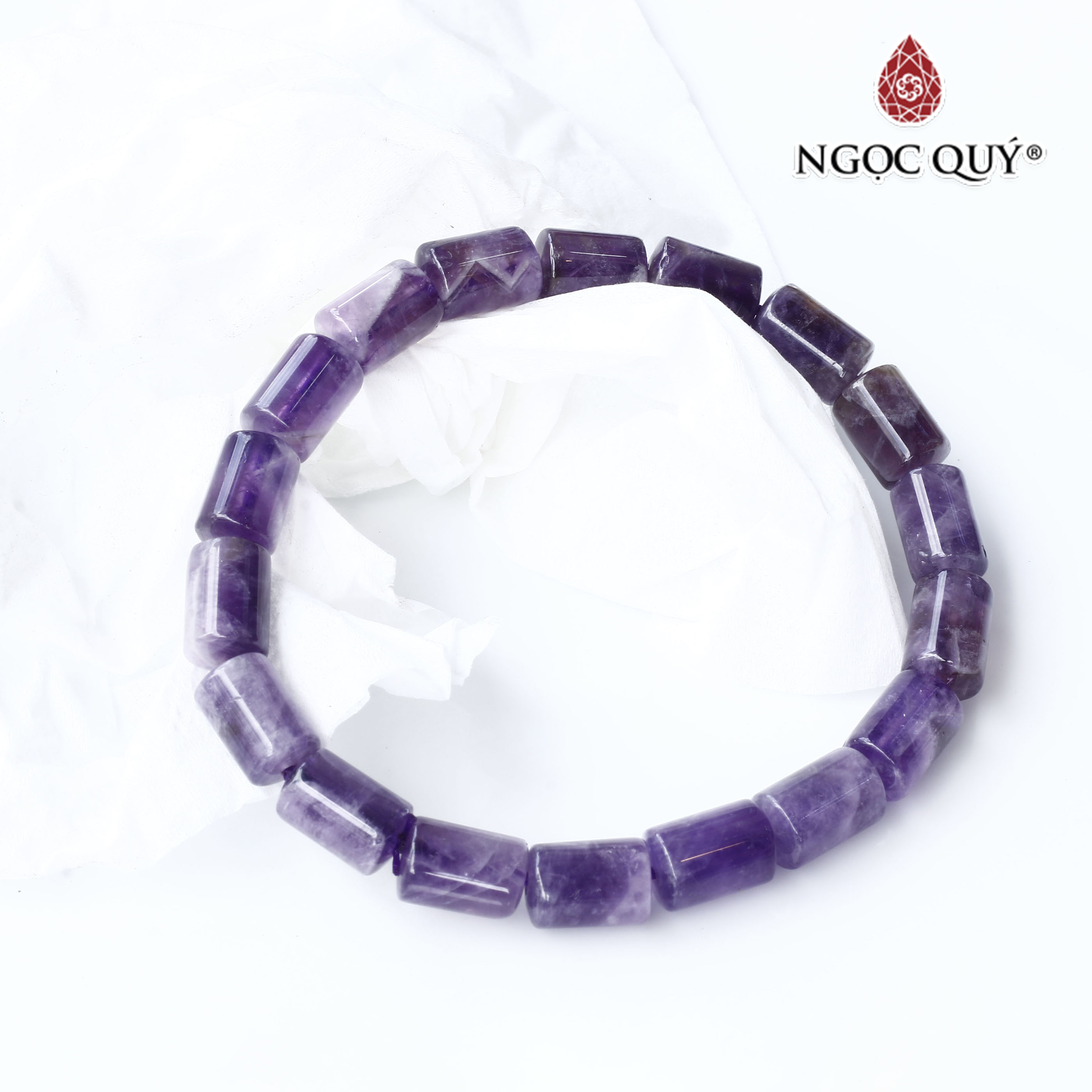 Vòng tay thạch anh tím đốt trụ - Ngọc Quý Gemstones