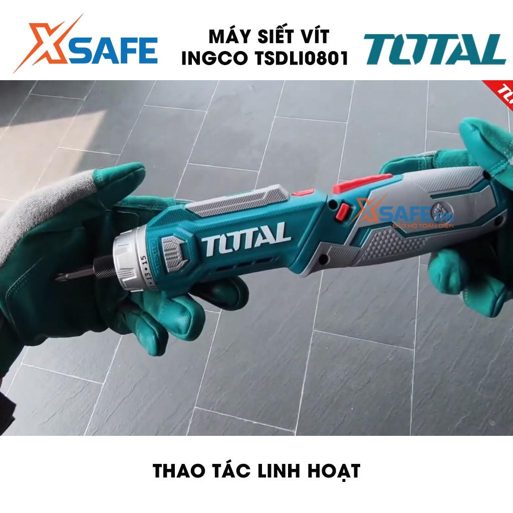 Máy Siết vít dùng pin Lithium 8V TOTAL TSDLI0801 Tặng kèm sạc 2 giờ, 10 mũi vít 25mm, 1 mũi từ và 4 mũi khoan HSS