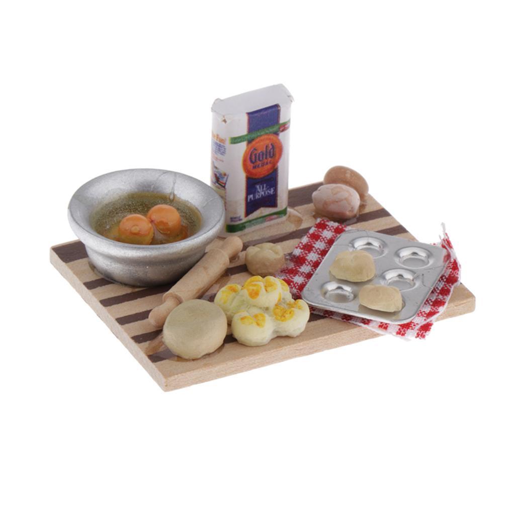 Miniature Rolling Pin Set 1:12 Dollhouse Accessories Kitchen for Children Doll Pretend Play Toy
