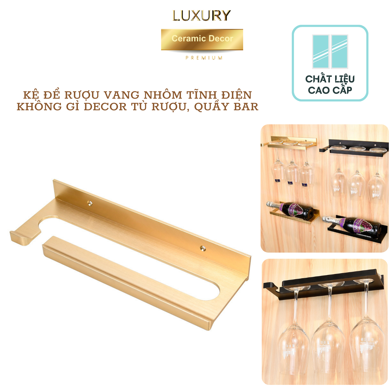 Giá Để Rượu Vang Quầy Bar Thanh Thẳng Nhôm Tĩnh Điện Cao Cấp - Hàng Nhập Khẩu
