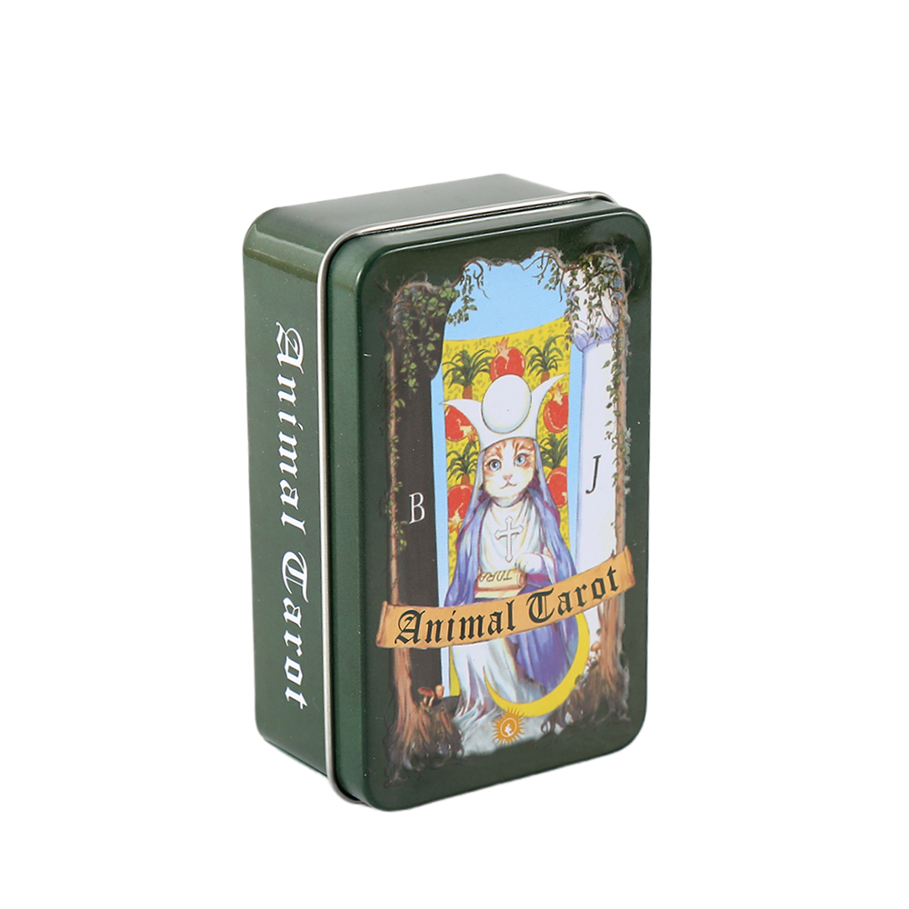 Bộ Bài Animal Tarot Hộp Thiếc 78 Lá 98x58 Mm Tặng Đá Thanh Tẩy