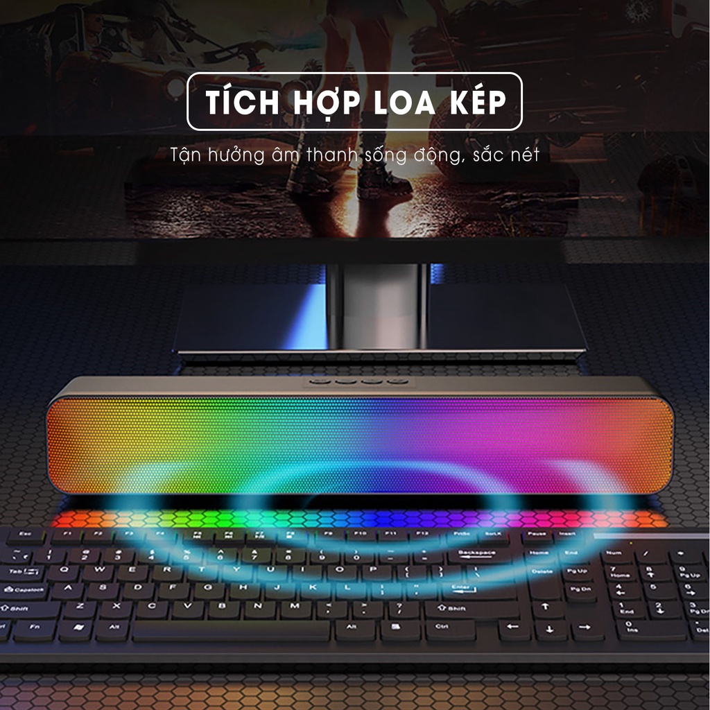 Loa Bluetooth RGB E3562 - Âm Thanh Vòng 8D , LED RGB ( Bảo Hành 1 Năm)