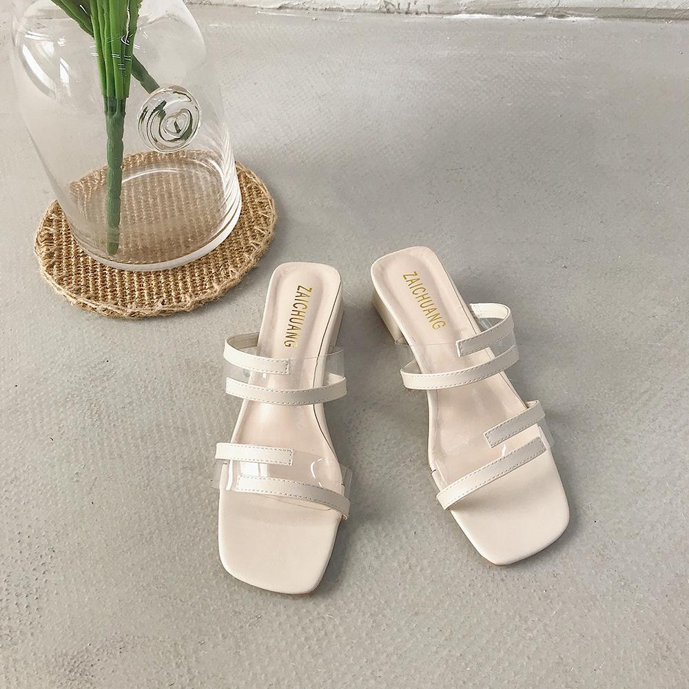Slipper Heels with Clear Toe Slippers