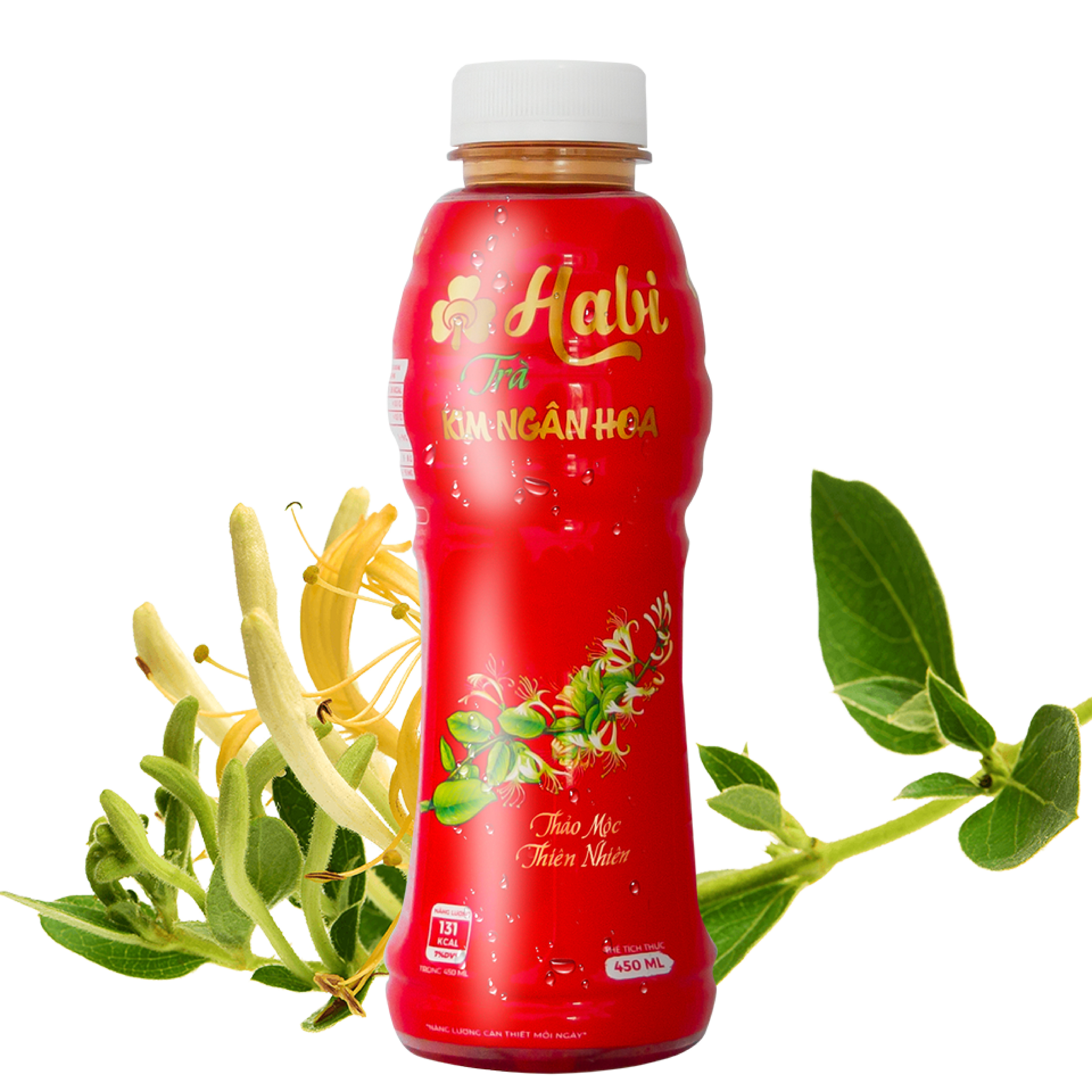 Trà Thảo Mộc Kim Ngân Hoa Habi Chai 450ml - Lốc 6 Chai