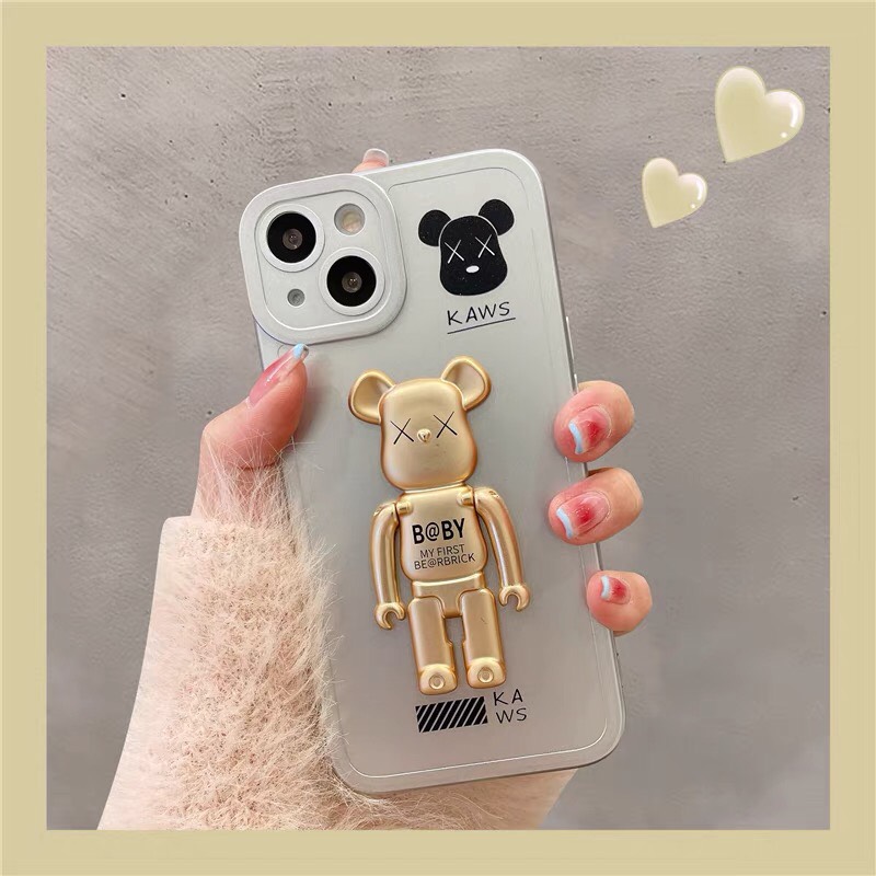Ốp lưng gấu BearBrick kiêm giá đỡ điện thoại dành cho iPhone 7p,8p,X,Xs,XsMax, 11,11Pro Max,12Promax,13,13ProMax