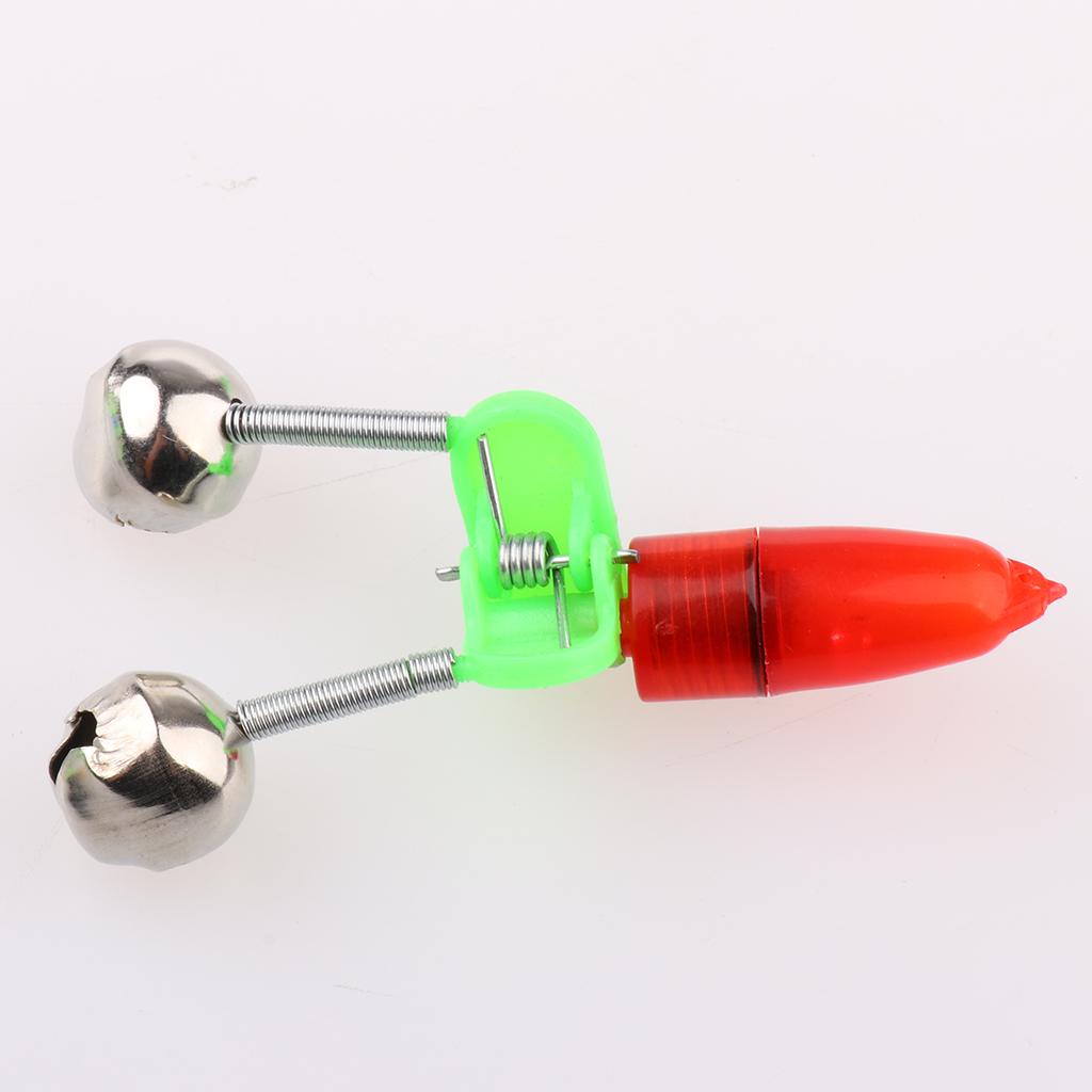 10 Pieces LED Twin Bells  Night Fishing Rod LED Light Clip Bite Lure Alarm