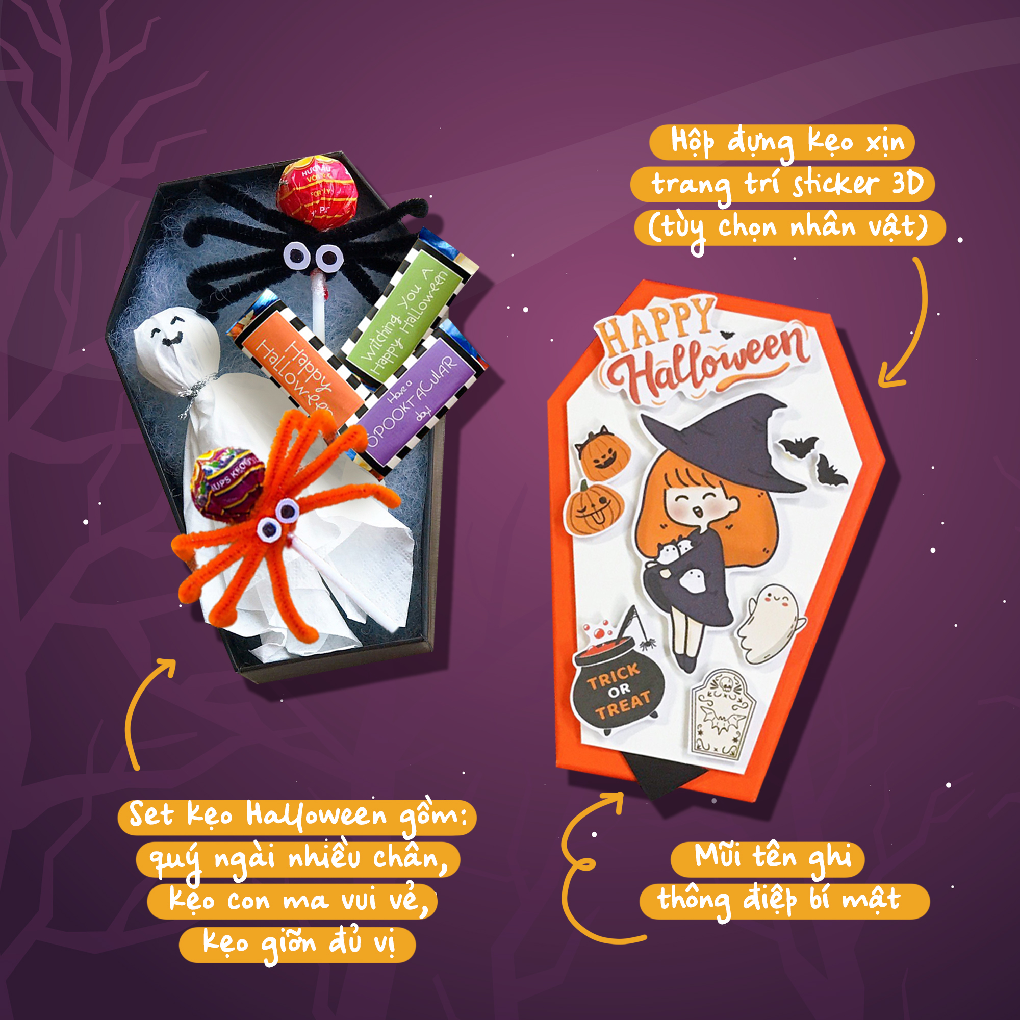 HỘP KẸO HALLOWEEN – CANDY TREAT BOX (FULL KẸO