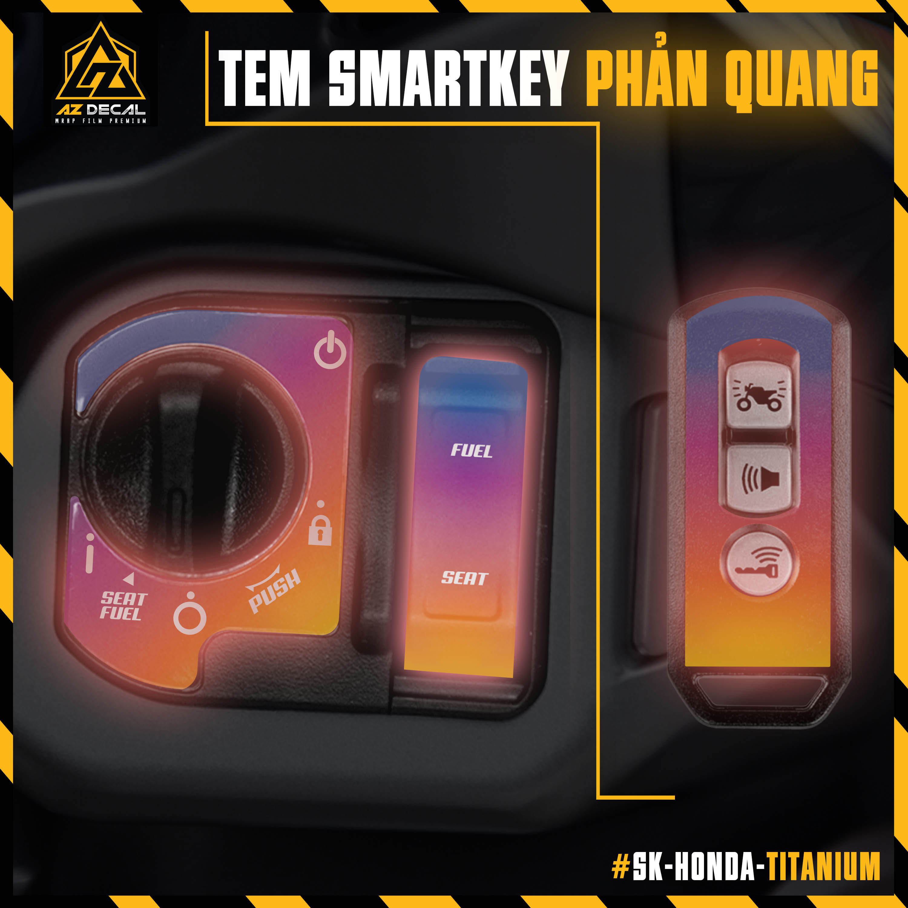 Tem Titan Phản Quang Dán Smartkey Honda SH, SH Mode, Vision, Vario, Airblade,... | SK-HONDA-TITANIUM