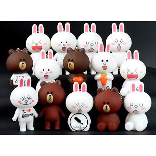 Móc khóa gấu brown và thỏ cony | Squishyvui