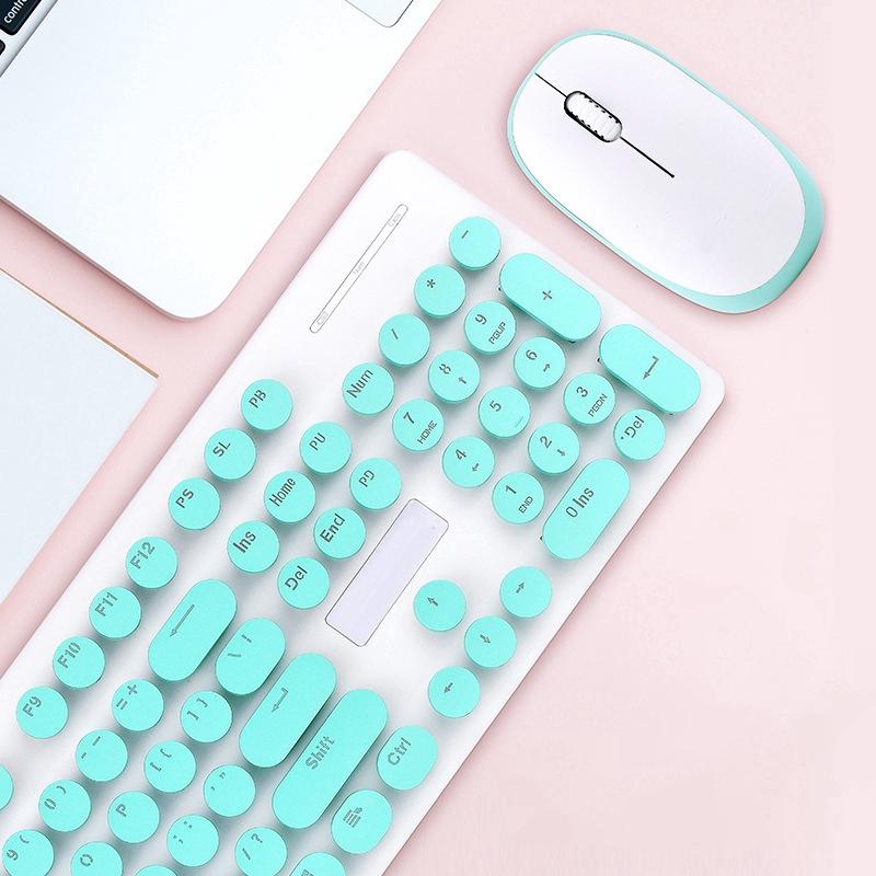 Office home thin retro punk pink 2.4G wireless keyboard and mouse set