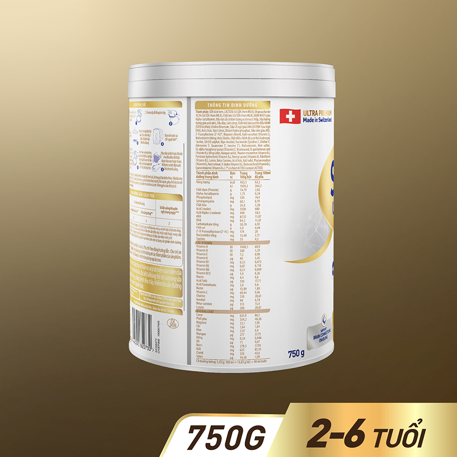 [Made in Switzerland] Sữa bột công thức S-26 ULTIMA 3 750G với hợp chất NUTRILEARN CONNECT giúp tăng tốc độ kết nối não bộ cho bé từ 2 - 6 tuổi