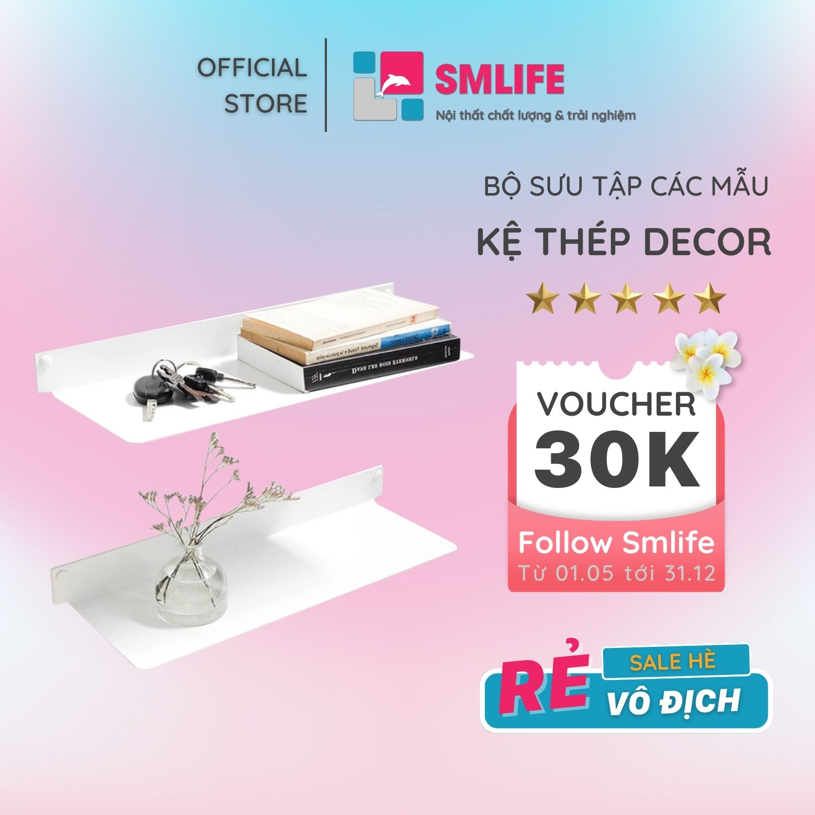 Kệ Thép Decor Trang Trí Phong Cách Tối Giản Thương Hiệu SMLIFE (Nhiều mẫu)