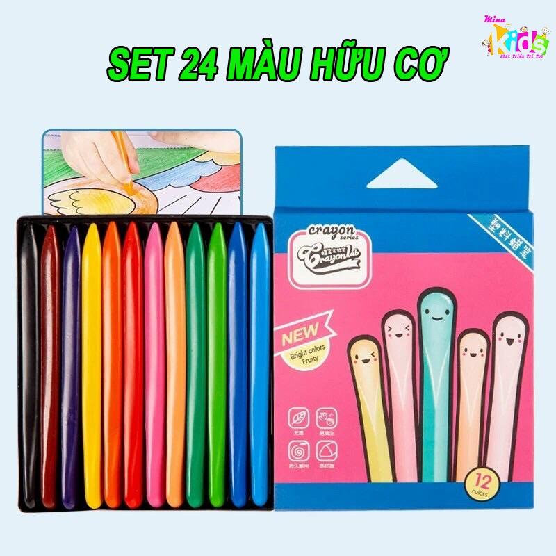 Set Bút Tô Màu Hữu Cơ 24 Màu Cho Bé Yêu Tập Vẽ An Toàn Không Sợ Dây Bẩn - DC275