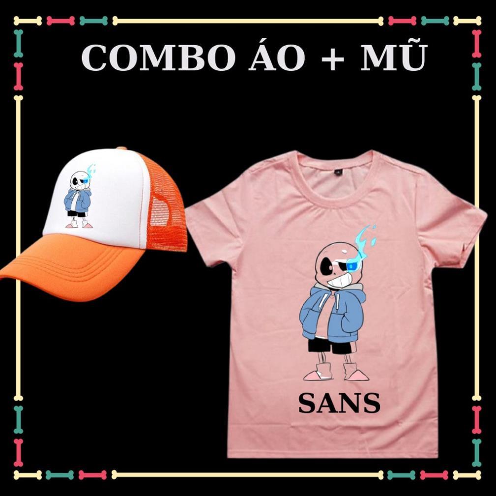 COMBO ÁO + MŨ/NÓN IN HÌNH SANS UNDERTABLE CHO BÉ TRAI