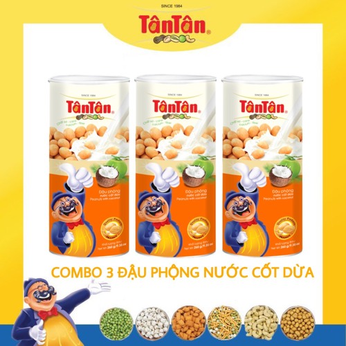 [HOT] Combo 3 Hũ Đậu Phộng Nước Cốt Dừa Tân Tân (265g)