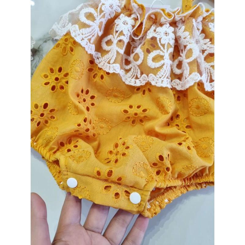 Combo 3 món body 2 dây vàng kèm nơ và bao chân cho bé siêu dễ thương luôn ạ