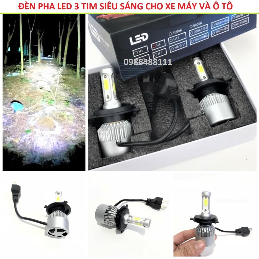 Đèn pha led xe máy ô tô siêu sáng mẫu X7 có quạt tản nhiệt 3 tim loại tốt